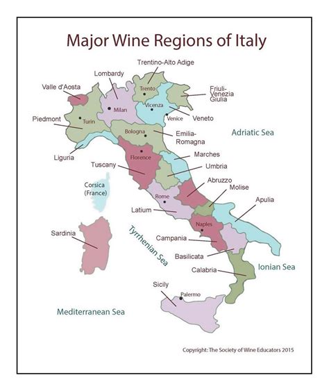 Detailed map of Major Wine Regions of Italy | Italy | Europe | Mapsland ...