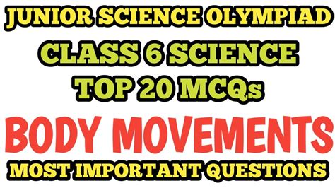 MCQ Class 6 Body Movements || Class 6 Science Olympiad MCQ @mcqncert # ...