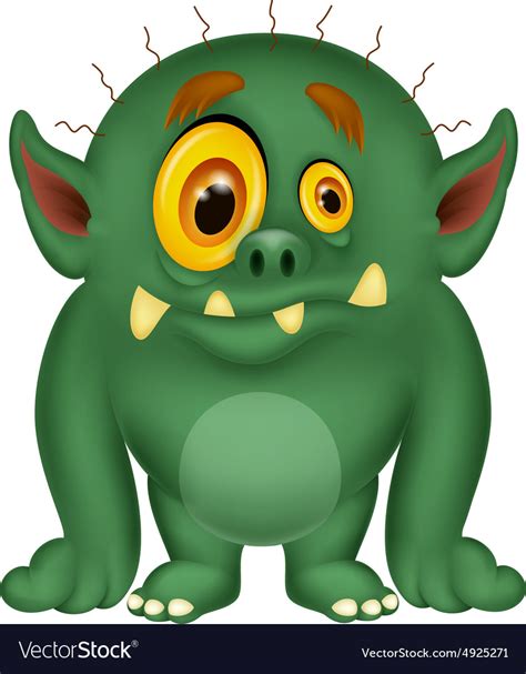 Green monster cartoon Royalty Free Vector Image