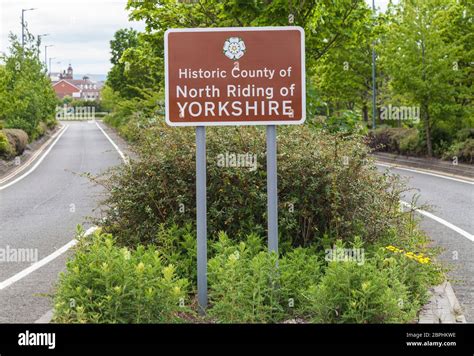 Sign for the North Riding of Yorkshire at the road into Thornaby ...