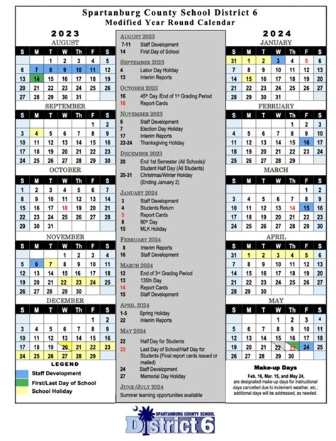 Spartanburg District 5 2024 Calendar - Corie Donelle