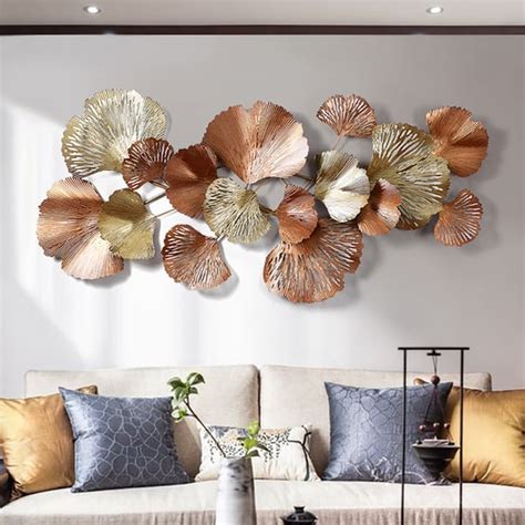 53.9" Farmhouse Gold Ginkgo Leaves Wall Decor For Living Room Bedroom ...