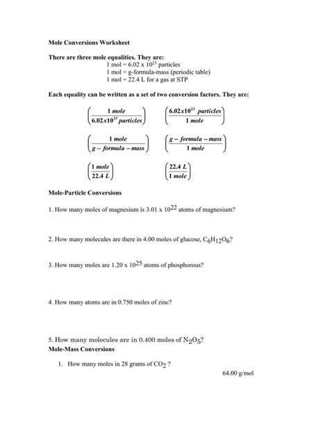 Molar Mass Conversion Worksheet With A Key | ubicaciondepersonas.cdmx ...