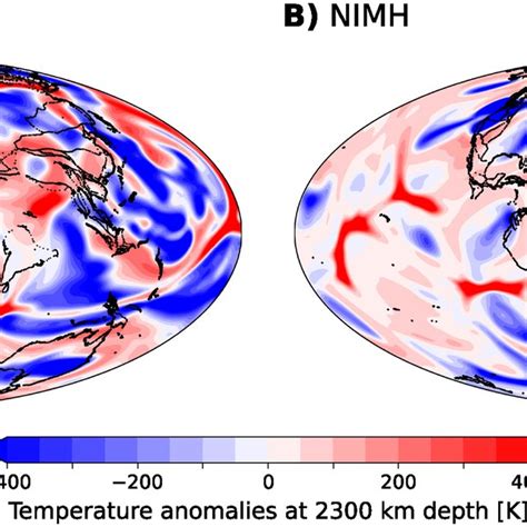 Lower mantle temperature anomalies (∼2,300 km depth) at 60 Ma for (a ...