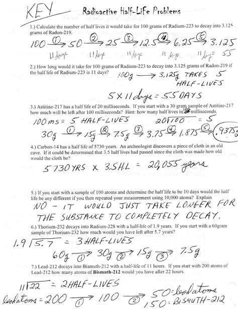 Half Life Practice Worksheet Answers Yooob — db-excel.com