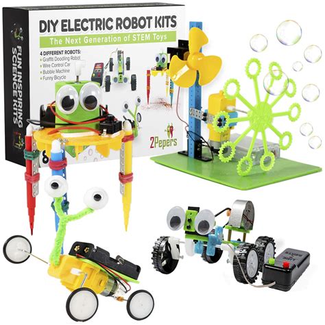 Buy 2Pepers Electric Motor Robotic Science Kits for Kids (4-in-1), DIY ...