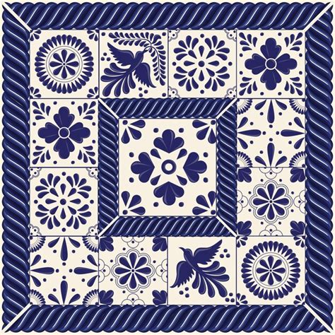 Premium Vector | Mexican talavera tiles with frames