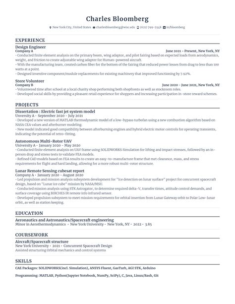 Mechanical Aerospace Engineer Resume Template Premium Resume Samples ...