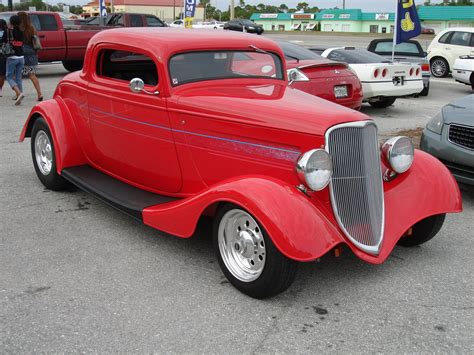 1933, Ford, Coupe, Three, Window, Chopped, Red, Hotrod, Streetrod, Hot ...