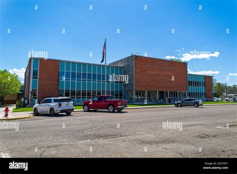 The modern Malheur County Courthouse in downtown Vale, Oregon, USA ...