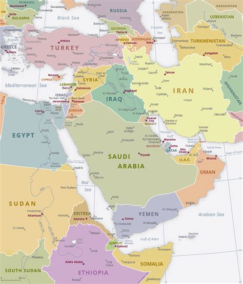 Political Map Of Middle East