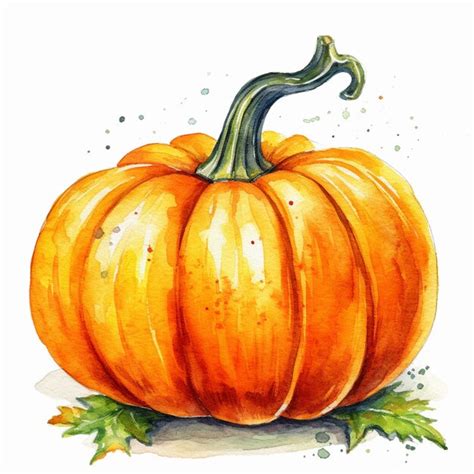 Premium AI Image | There is a watercolor painting of a pumpkin on a ...