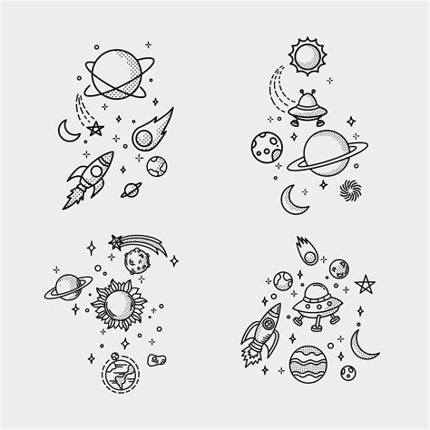 Minimalist Tattoo Outerspace Handdarwn 12263512 Vector Art at Vecteezy