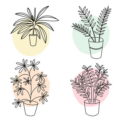 Vector sketch of a house plant. Drawing by hand 7504694 Vector Art at ...