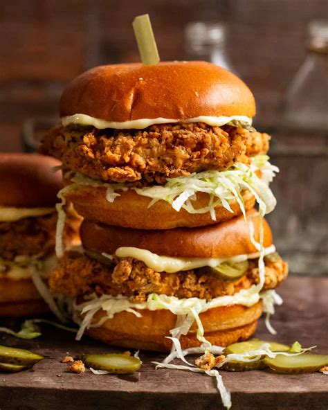 Double stack of Crunchy Fried Chicken Burgers