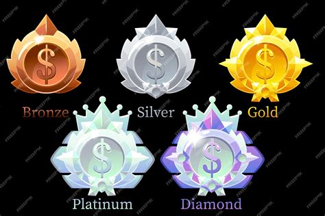 Premium Vector | Medals dollar gold, silver, bronze, platinum and ...