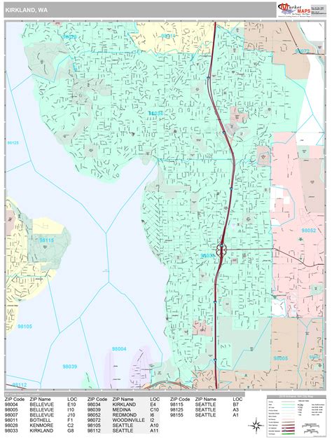 Kirkland Washington Wall Map (Premium Style) by MarketMAPS - MapSales