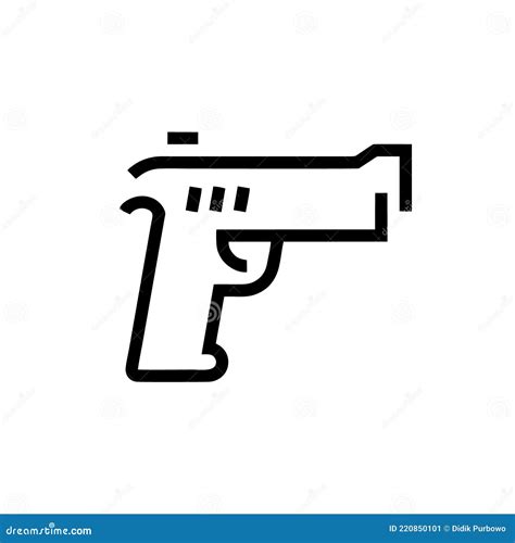 Pistol Icon Isolated on White Background. Pistol Icon Thin Line Outline ...