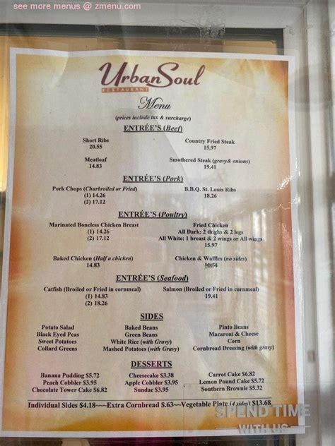 Online Menu of Urban Soul Restaurant, Detroit, Michigan, 48207 - Zmenu