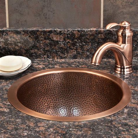 14" Baina Extra-Deep Round Hammered Copper Sink - Bathroom Sinks - Sinks