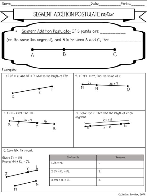 Segment Proofs Worksheets