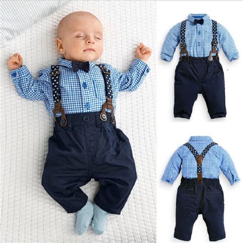 2PCS Kids Infant Baby Boy Clothes Sets 2016 Fashion Brand Bebe Plaid ...