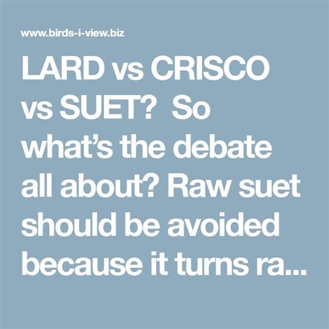 LARD vs CRISCO vs SUET? So what’s the debate all about? Raw suet should ...