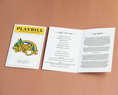 School Play Program, Playbill Template, Printable Theatre College High ...