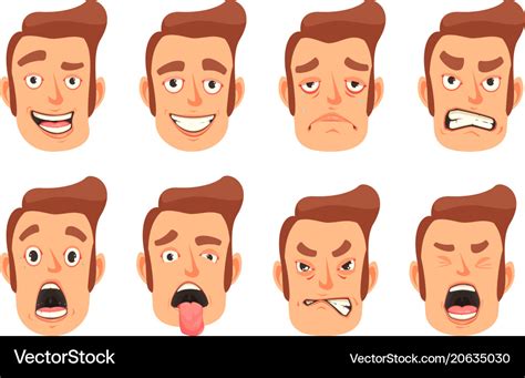 Men facial gestures set Royalty Free Vector Image