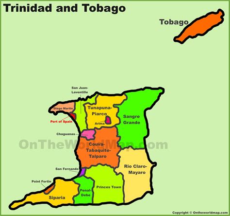 Trinidad And Tobago Printable Map