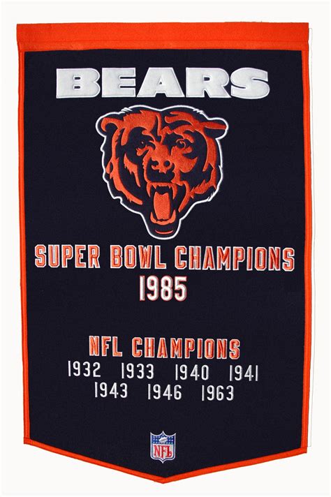 Chicago Bears Super Bowl Wool Dynasty Banner 24 x 36 – GPS Sports Gallery