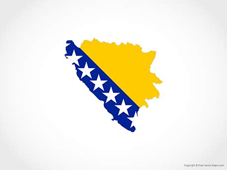 Printable Vector Map of Bosnia and Herzegovina - Flag | Free Vector Maps