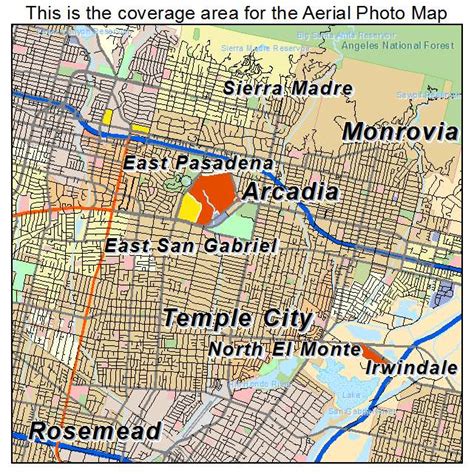 Aerial Photography Map of Arcadia, CA California