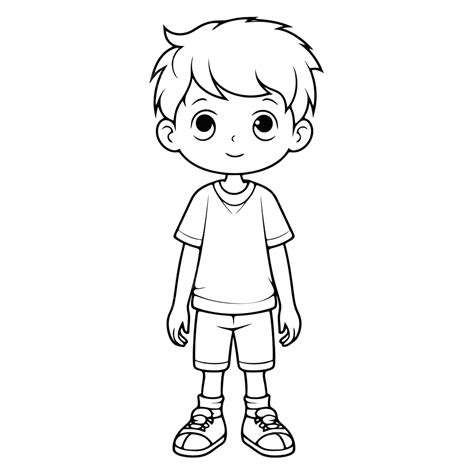 Child Coloring Page Cartoon Boy Outline Sketch Drawing Vector, Drawing ...