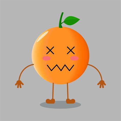 Illustration of cute orange fruit with sick expression 7438224 Vector ...