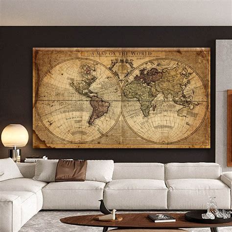 Vintage World Map Canvas Art Old World Map Old World Map Art - Etsy