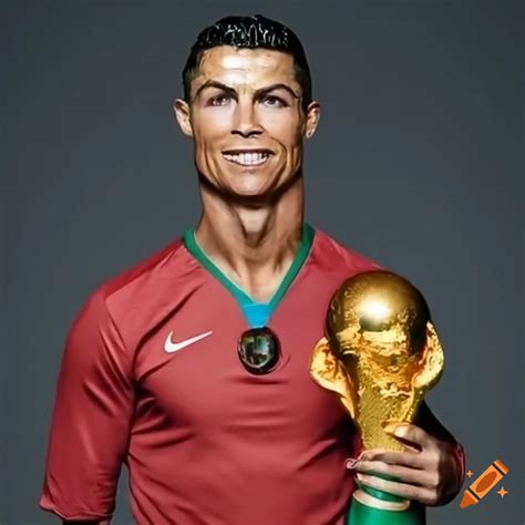 Cristiano ronaldo holding world cup trophy on Craiyon