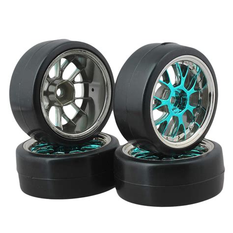 Buy BQLZRBlue Plastic Y Shape Hub Wheel Rim with Smooth Tires for RC 1: ...