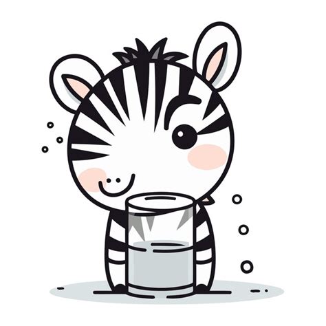 Premium Vector | Zebra drink milk cute cartoon character vector ...