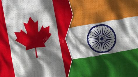 Canada and India Half Flags Together Stock Photo - Image of macro ...