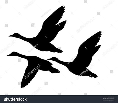 vector silhouette flying geese on white background #Ad , #Ad, #flying# ...