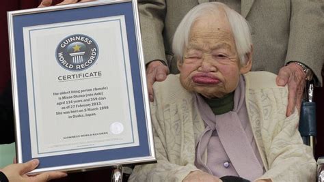 In this Feb. 27, 2013 photo, Japan's Misao Okawa, then 114, poses with ...