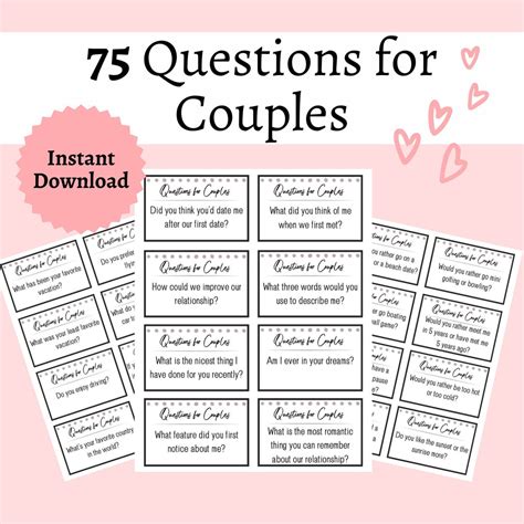 Questions for Couples Cards Printable Conversation Cards - Etsy