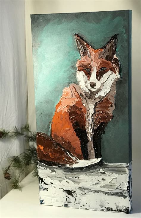 "Fox in Snow" - 24” x 12” x 1.5” - Artwork