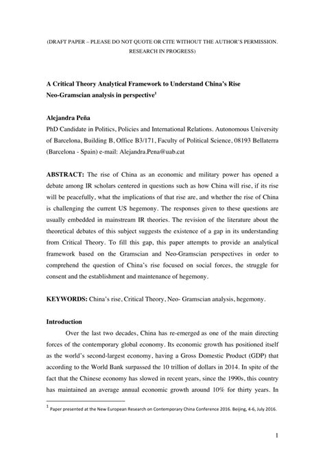 (PDF) A Critical Theory Analytical Framework to Understand China's Rise ...