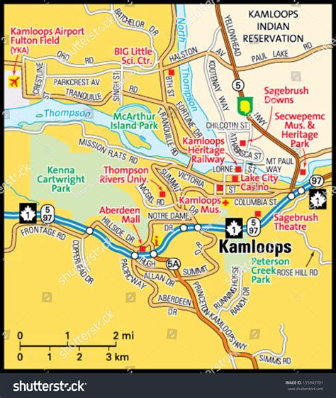 Kamloops British Columbia Area Map Stock Vector (Royalty Free ...