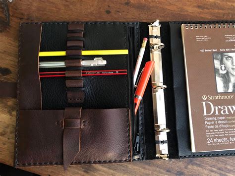 A5 planner binder leather, 3 ring personal organizer, Small binder ...