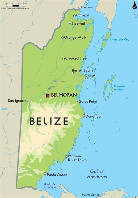 Road Map of Belize and Belize Road Maps | Map of belize, South america ...