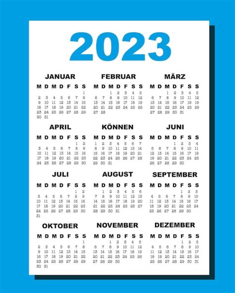 Premium Vector | German calendar for 2023. calendar for 2022 in german ...