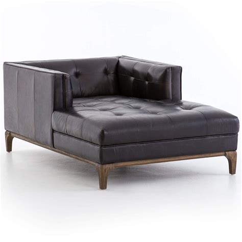 Dylan Mid-Century Modern Black Leather Chaise Lounge | Best leather ...